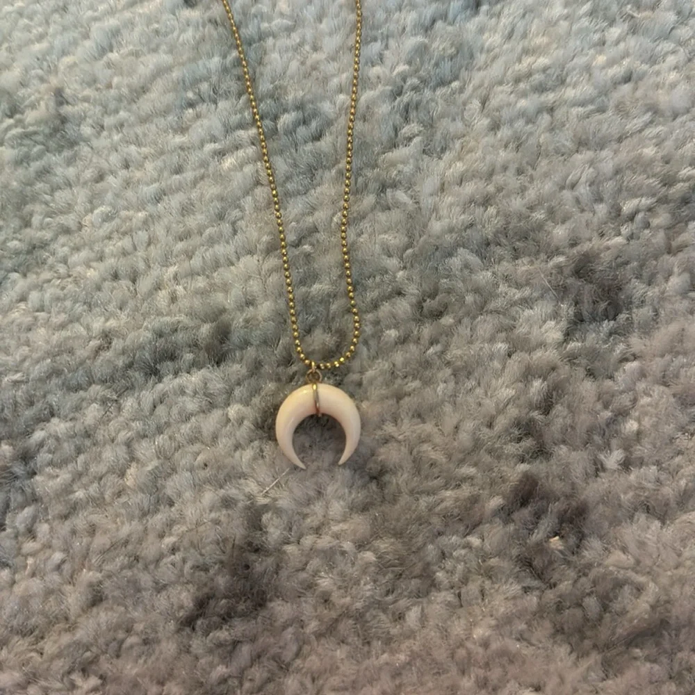 Gold and White Crescent Necklace - Picture 2 of 4